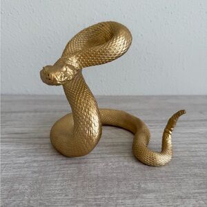 Snake Ornament Statue Figurine Sculpture Home Decor Animal Reptile Gold Resin